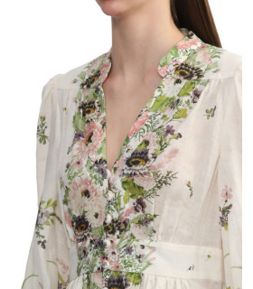 Dress with puffed sleeves and floral print