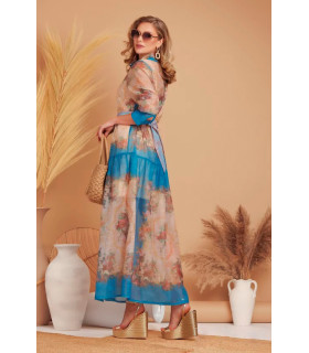 Vestido con estampado floral en azul