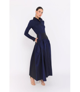 Navy blue taffeta suit