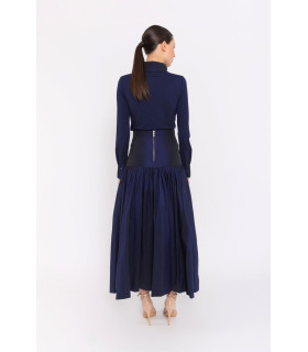 Navy blue taffeta suit