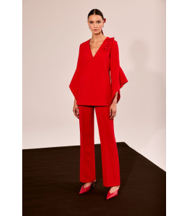 3D Floral Blouse and Pants Set