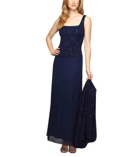 Sleeveless Square Neck Formal Dress with Jacket