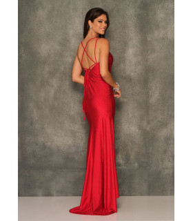 High Slit Red Prom Dress