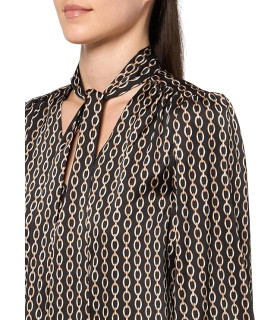 Long-sleeved blouse with a knotted neckline