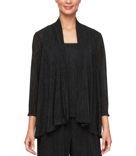 Blusa con chaqueta abierta, cuello redondo y mangas 3/4
