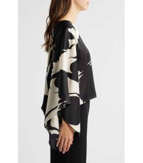 Floral print cape blouse