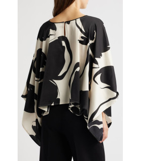 Floral print cape blouse