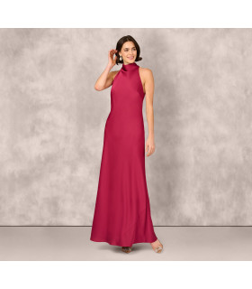 Satin halter dress with bow at back