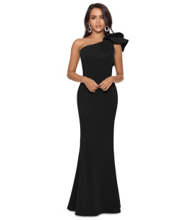 One-shoulder crepe dress