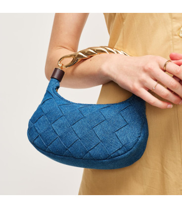 Bolso de mano de mezclilla tejida