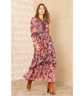 Vestido de Chiffon Fruncido de Cintura