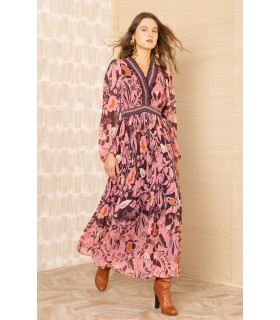 Chiffon dress with gathered waist