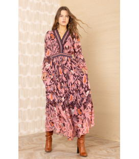 Vestido de Chiffon Fruncido de Cintura