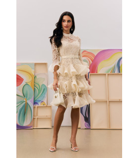 Vestido de Tiempos, con Capas de Encaje