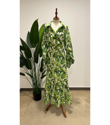 Conjunto de Top y Falda Estampado de Hojas