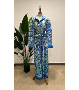 Vestido Estampado Manga Larga