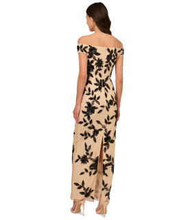 Off Shoulders Dress with Sequin Flowers