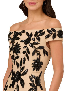 Off Shoulders Dress with Sequin Flowers