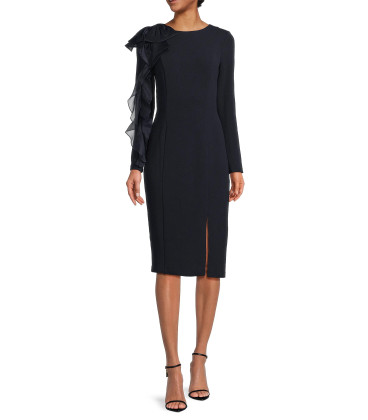 Long-sleeved ruffled dress