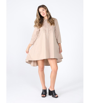 Short long-sleeved dress with lace details