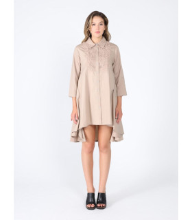 Short long-sleeved dress with lace details