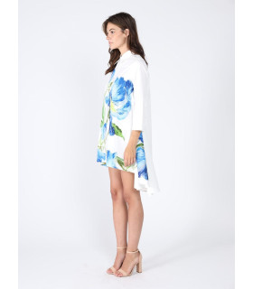 Short long-sleeved dress with floral print