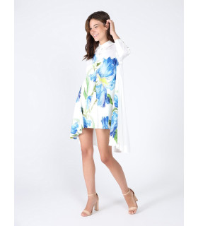 Short long-sleeved dress with floral print