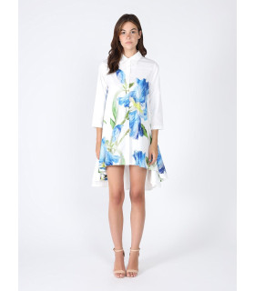 Short long-sleeved dress with floral print