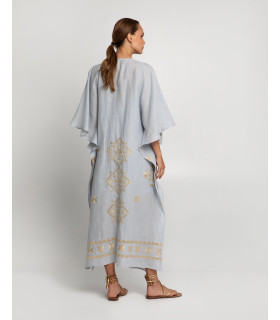 Tunic with geometric embroidery in gold