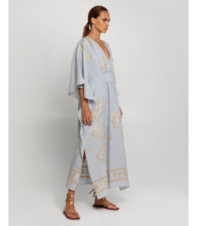 Tunic with geometric embroidery in gold