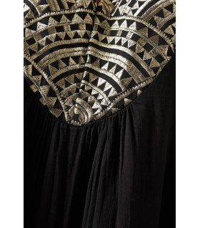 Cotton dress with gold embroidery