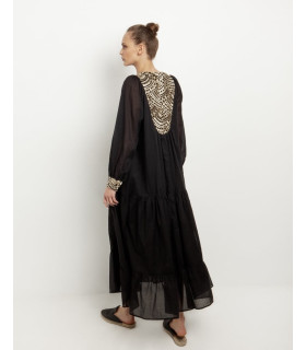 Cotton dress with gold embroidery