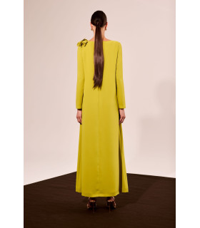 Straight Dress with Flower Decoration
