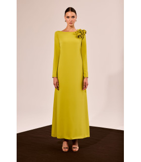 Straight Dress with Flower Decoration
