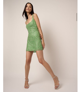 Sleeveless dress with beads and crystals