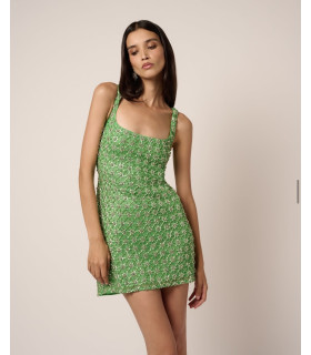 Sleeveless dress with beads and crystals