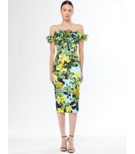 Vestido off shoulders revuelos