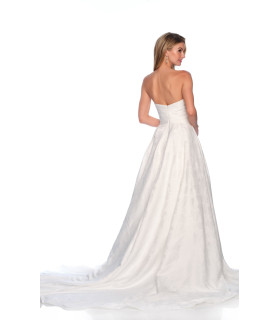 Strapless brocade wedding gown