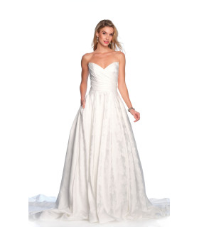 Vestido de novia de brocado sin tirantes