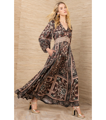 Vestido con botones y mangas globo