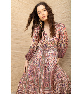 Button-down dress with balloon sleeves