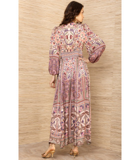 Button-down dress with balloon sleeves