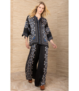 Floral print blouse and pants set