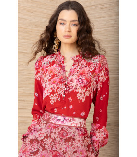 Floral print blouse and skirt set