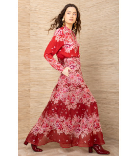 Floral print blouse and skirt set