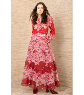 Conjunto de blusa y falda con estampado floral