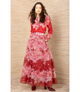 Floral print blouse and skirt set