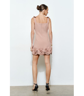 Bow Shoulder Straps Rosette Trimmed Dress