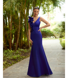 Mermaid style dress, V-neck, 3D flowers