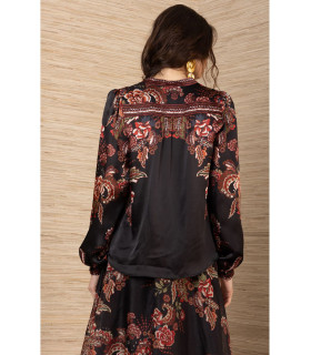 Printed skirt and long-sleeved blouse set